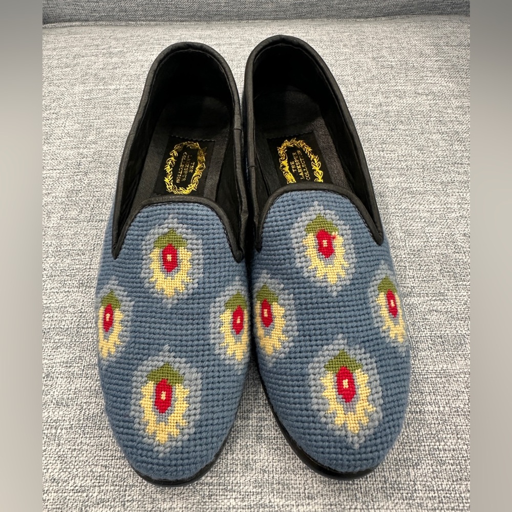 The Larkspur Collection Needlepoint Loafers in Blue - Picture 2 of 4